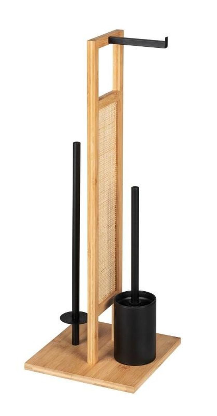 Wenko, stojak na papier toaletowy i szczotkę wc, Rivalta, 3w1, bambus