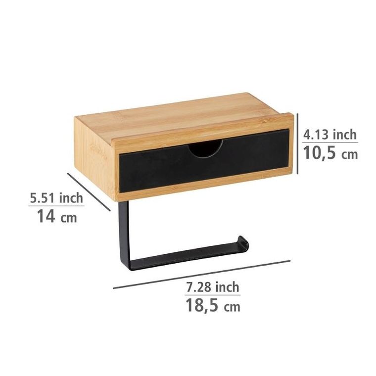 Wenko, uchwyt na papier toaletowy, z bambusową szufladą