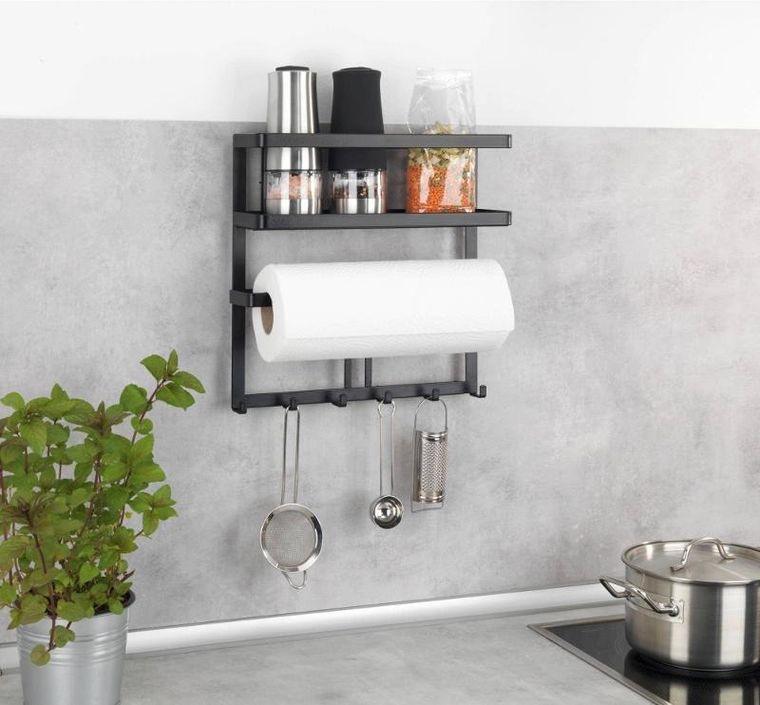 Wenko, wielofunkcyjna półka kuchenna, Gala, z uchwytem na ręcznik papierowy i haczykami