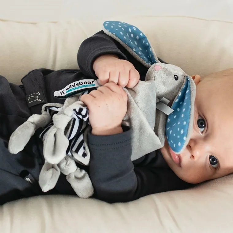 Whisbear, DouDou, Króliczek, kocyk przytulanka, szary