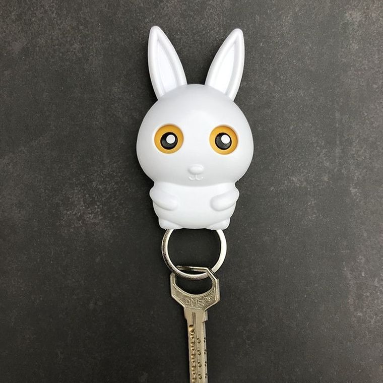 Wieszak na klucze, królik, biały