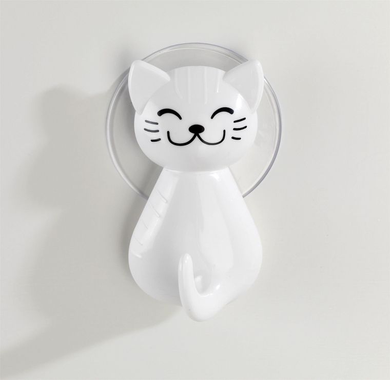 Wieszak na ręcznik na przyssawki, cat, biały