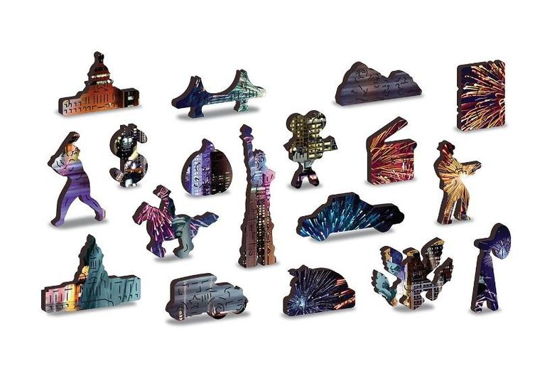 Wooden.City, Nowy Jork nocą, rozmiar XL, drewniane puzzle z figurkami, 1000 elementów
