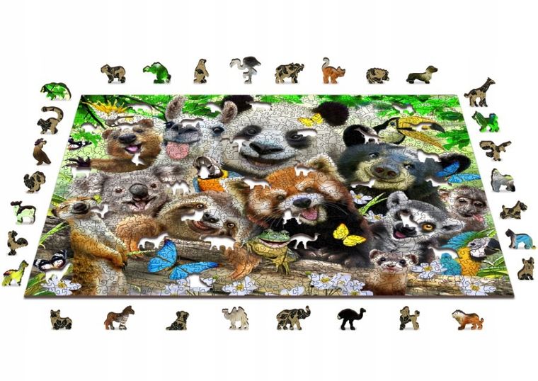 Wooden.City, Wesołe Selfie-Misie, drewniane puzzle z figurkami, 1010 elementów