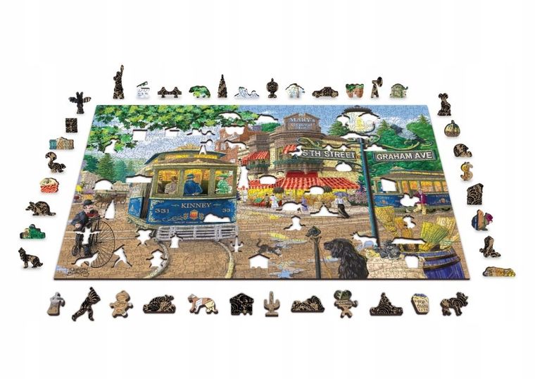 Wooden.City, Wiktoriańska ulica, drewniane puzzle z figurkami, 1010 elementów