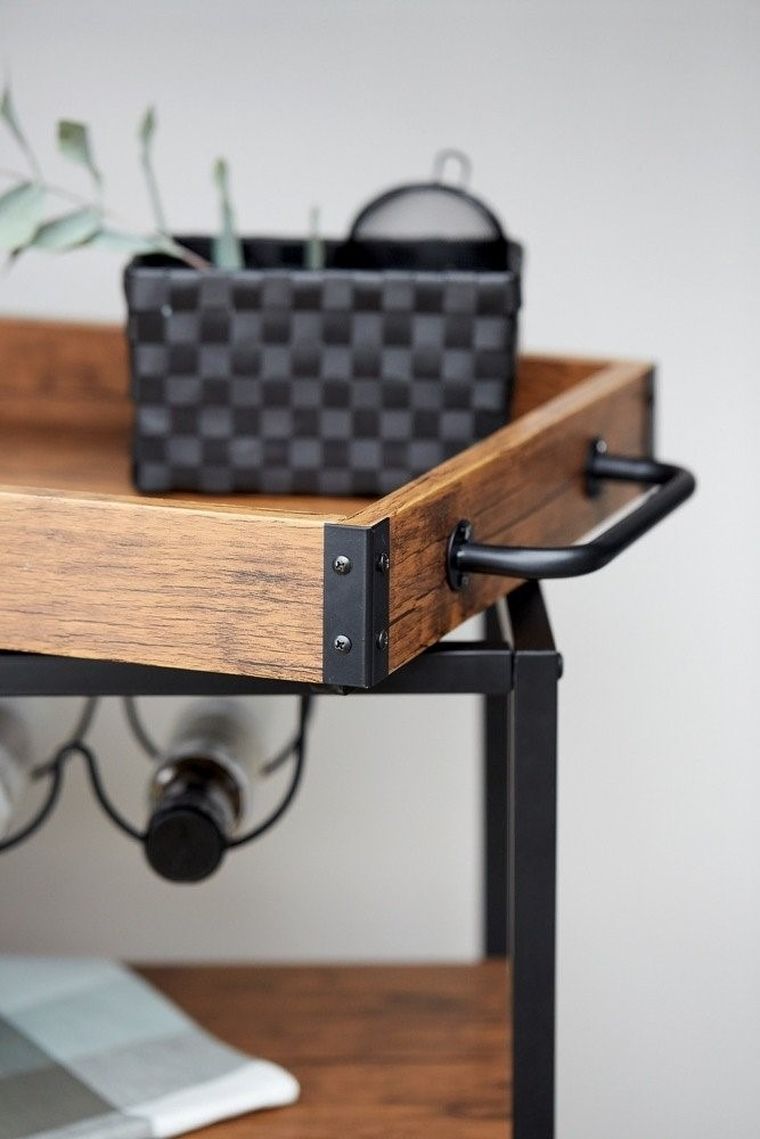 Wózek kuchenny Rustico, trójpoziomowy regał na kółkach, 80-89,5-40 cm