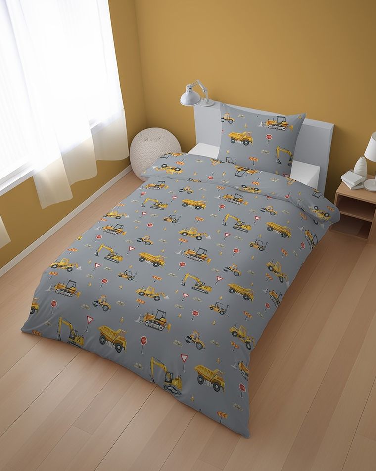 XOXO, komplet pościeli młodzieżowej, 160-200 cm + 70-80 cm, plac budowy