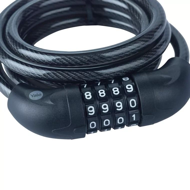 Yale, Essential Security Combination Cable Lock, linka rowerowa stalowa z zamkiem szyfrowym, 10-1800 mm