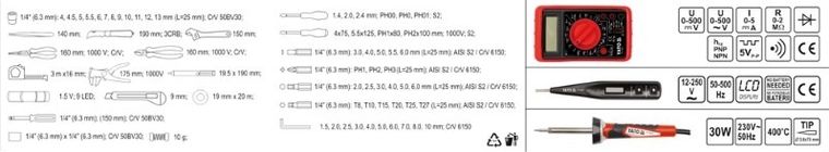 Yato, zestaw narzędzi dla elektryków, YT-39009, 68