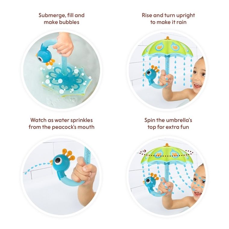 Yookidoo, Deszczowa parasolka Paw, zabawka do kąpieli
