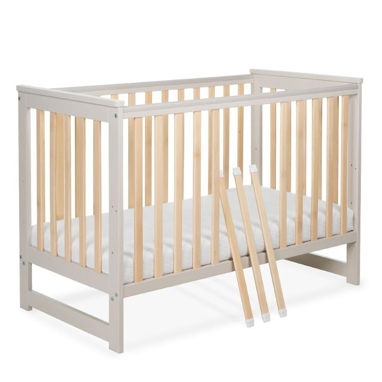 Yoonco, IWI, łóżeczko drewniane z barierką, beż/buk