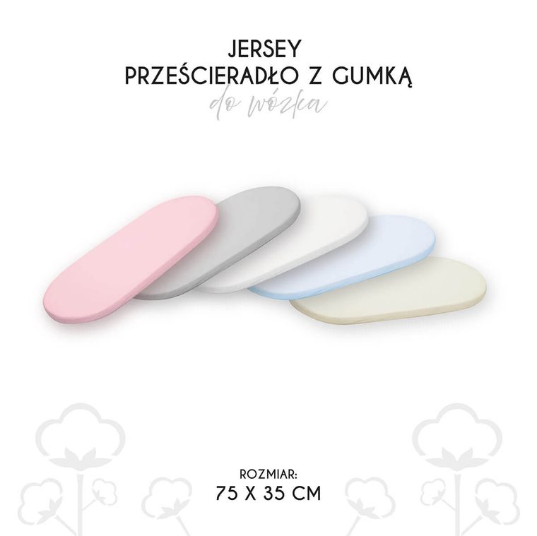 Yoonco, prześcieradło do wózka, jersey, kremowe, 75-35 cm
