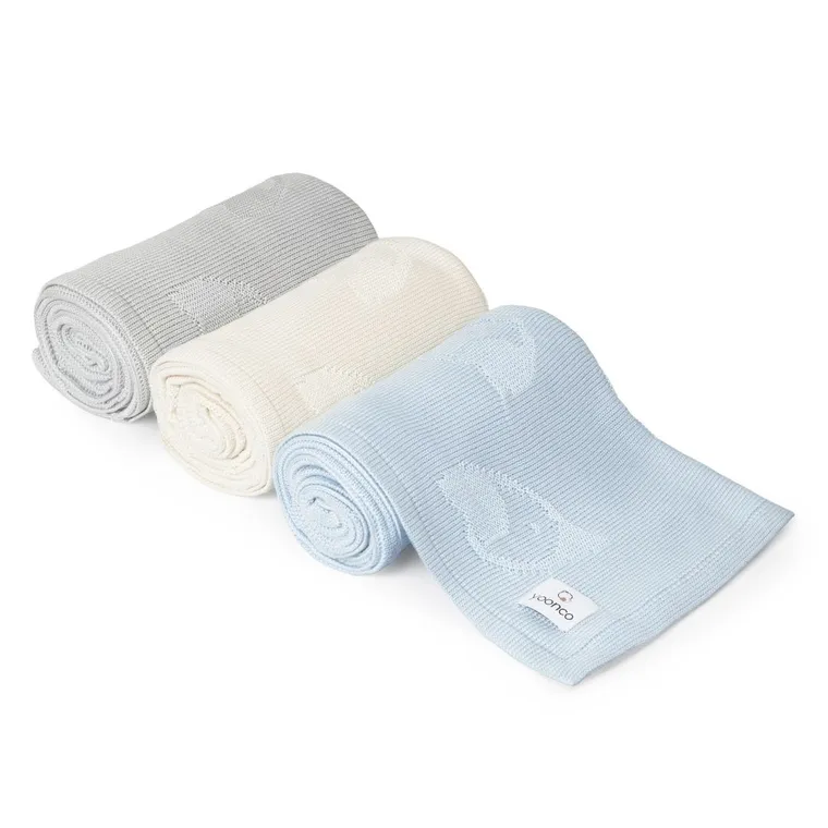 Yoonco, Ptaszki, koc bambusowy, niebieski, 80-100 cm