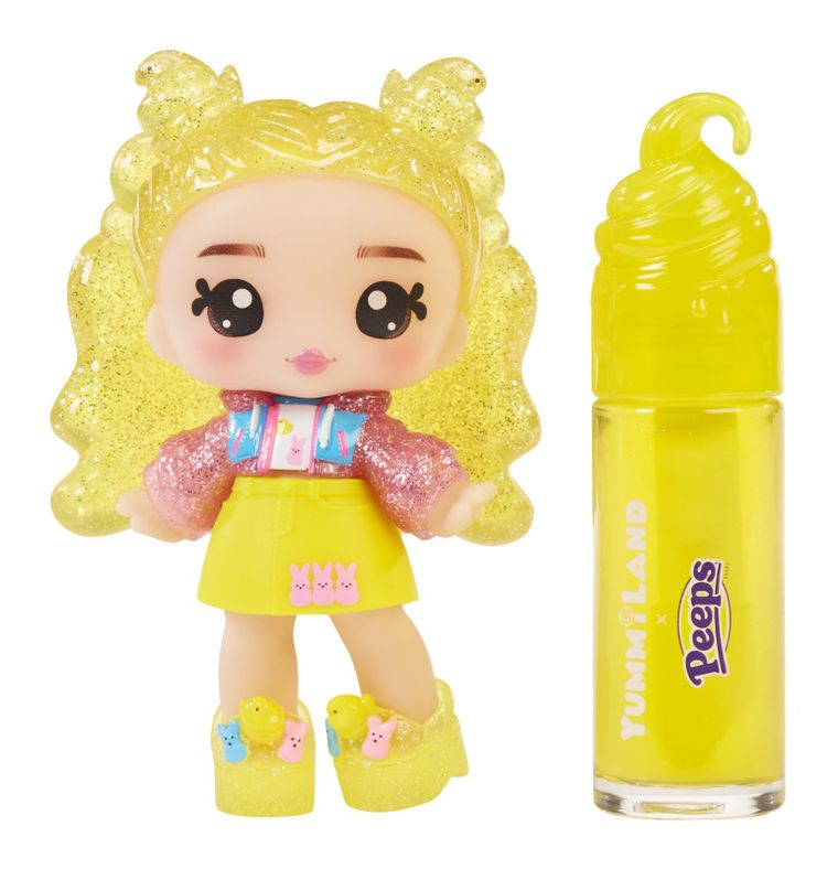Yummiland, PEEPS®, Lip Gloss Doll, Goldie Mallows, mini laleczka + błyszczyk DIY do ust