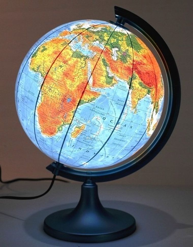 Zachem, globus polityczno-fizyczny, podświetlany, średnica 25 cm