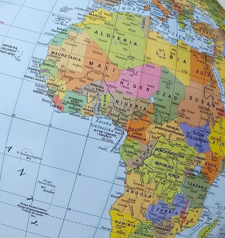 Zachem, globus polityczno-fizyczny, podświetlany, średnica 25 cm