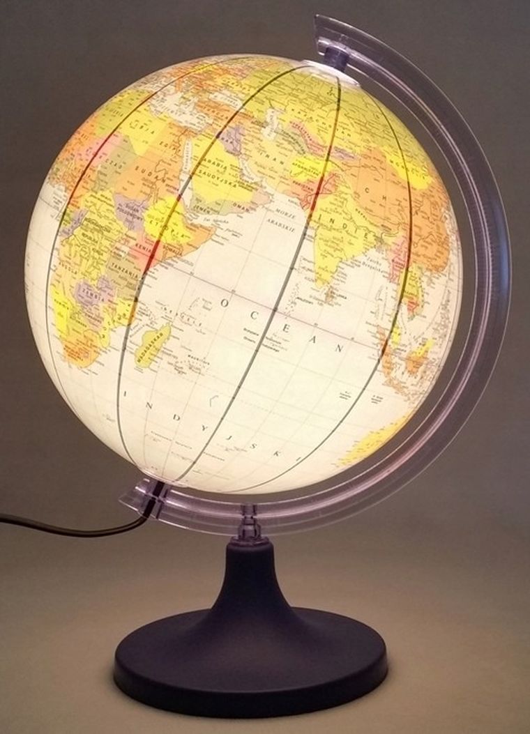 Zachem, globus polityczny, podświetlany, średnica 25 cm