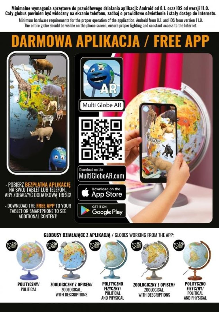 Zachem, interaktywny globus zoo, średnica 22 cm