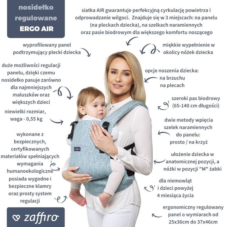 Zaffiro, Ergo, nosidełko regulowane, Herbejo