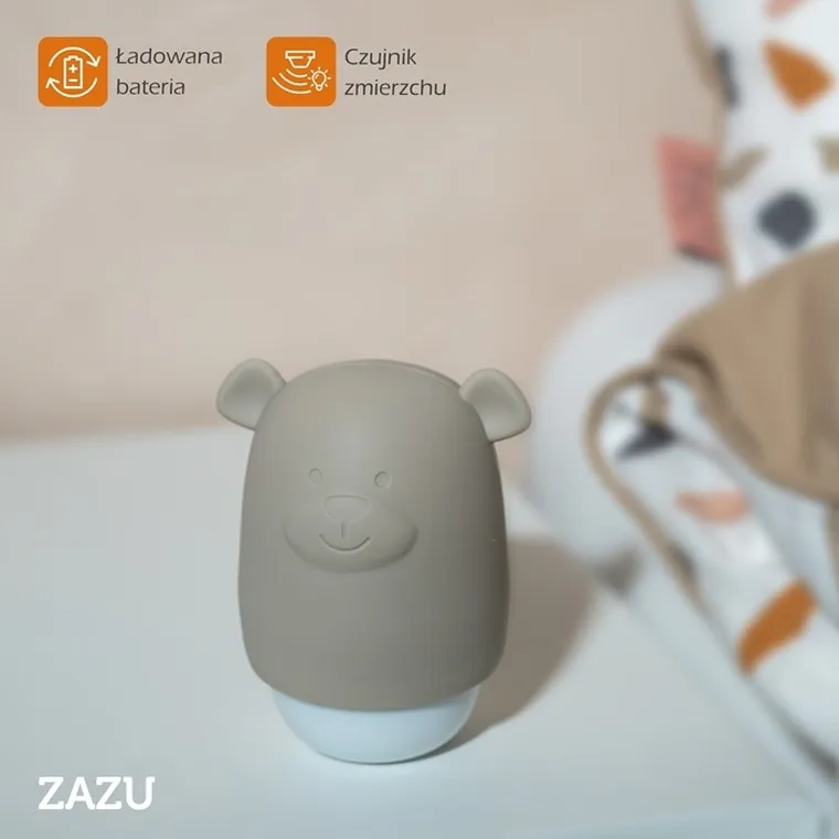 Zazu, Benny, lampka nocna dla dzieci do kontaktu, taupe