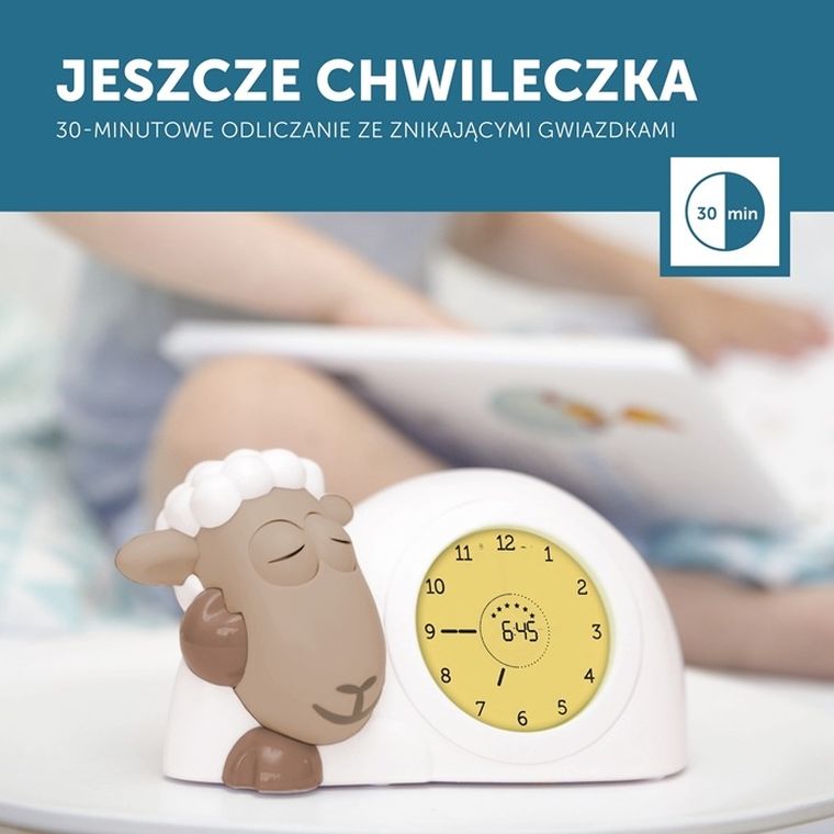 Zazu, Owca Sam, trener snu, zegarek z budzikiem, brown