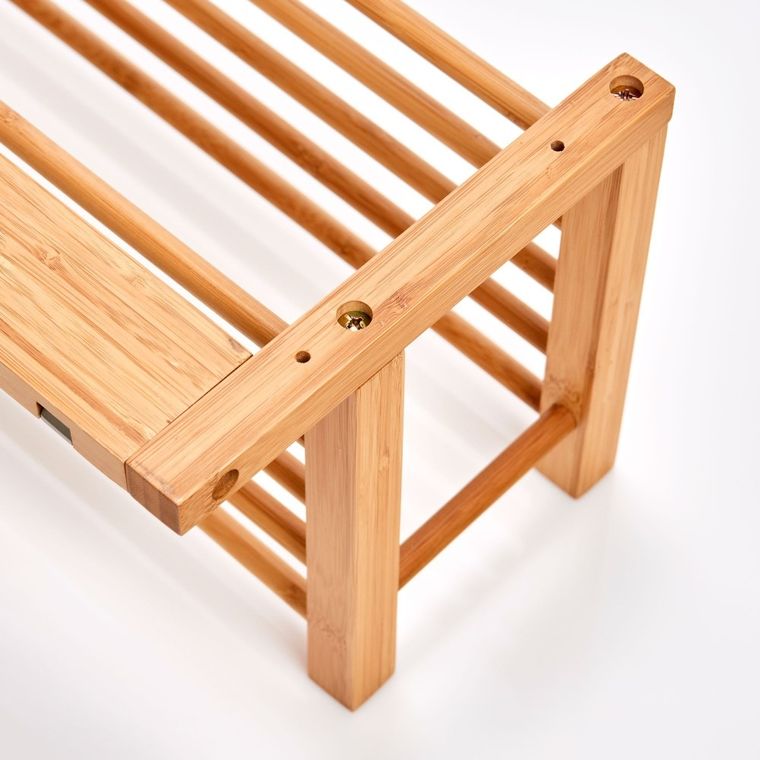 Zeller, bambusowa półka na ubrania, wieszak + haczyki