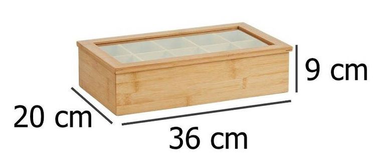 Zeller, bambusowa szkatułka na herbatę w torebkach, 10 przegródek