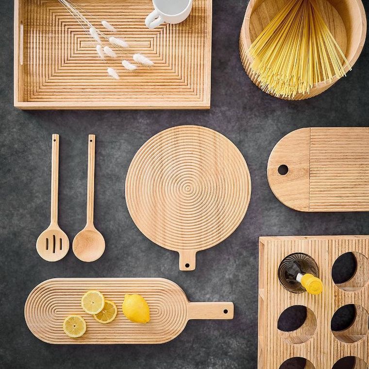 Zeller, cylindryczna miska w prążki, bambus, ø 27-12 cm