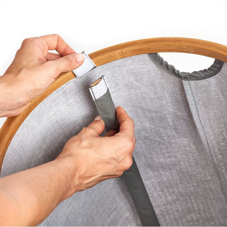 Zeller, kosz na pranie z bambusową obręczą, 50l, szary