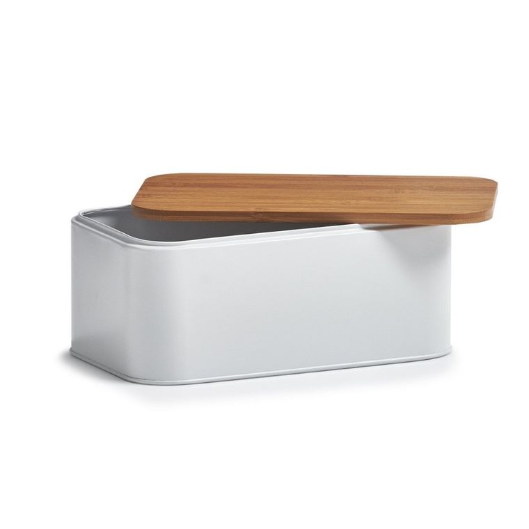 Zeller, metalowy chlebak z bambusową deską do krojenia, 2w1, 31-18-13 cm