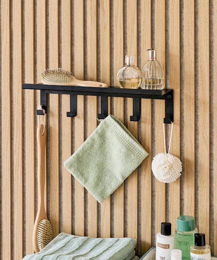 Zeller, metalowy wieszak do przedpokoju z półką, nordic space, 40-10-11 cm