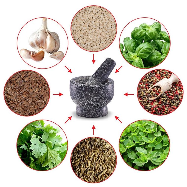 Zeller, moździerz kuchenny, granit, z tłuczkiem, Ø 9-6,5 cm