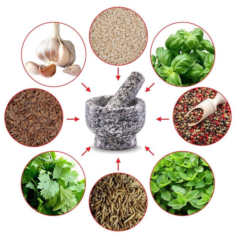 Zeller, moździerz kuchenny, granit, z tłuczkiem, Ø 9-6,5 cm