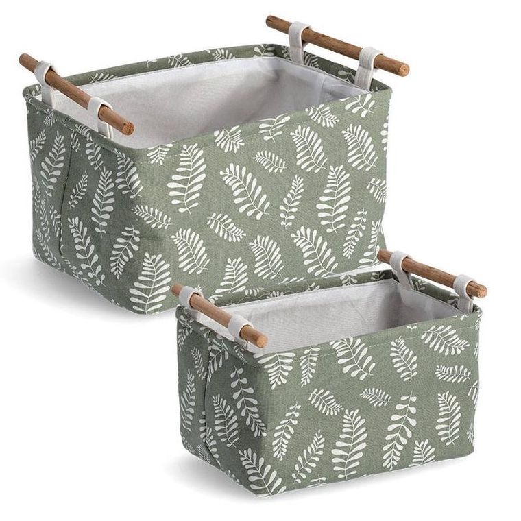 Zeller, pojemnik do przechowywania, bawełniany z uchwytem, motyw liści