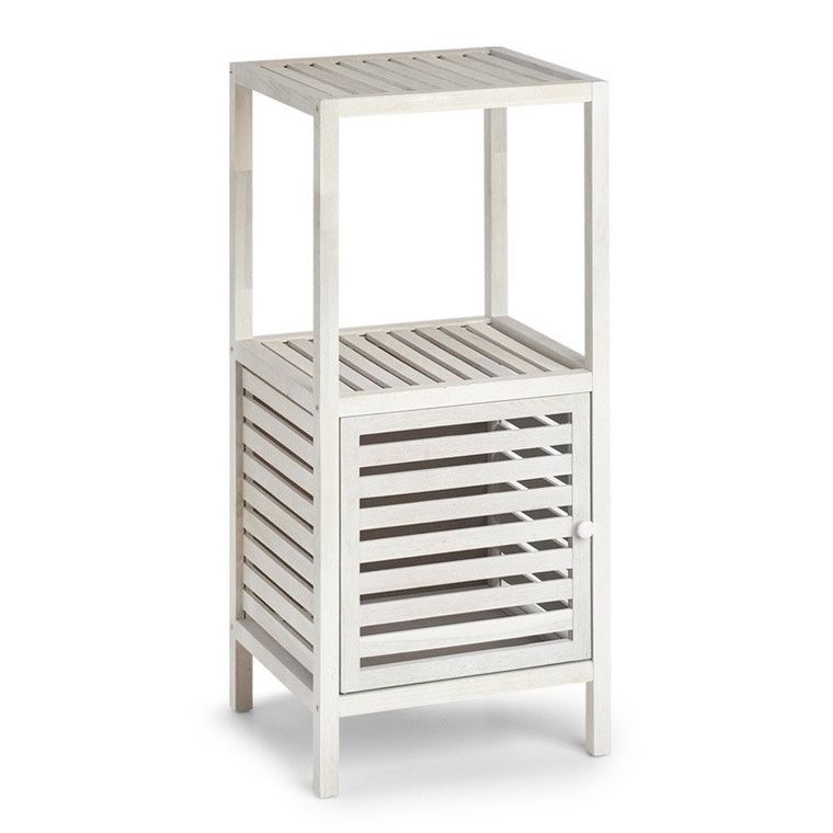 Zeller, regał łazienkowy z szafką drewniany, 2 poziomy, biały