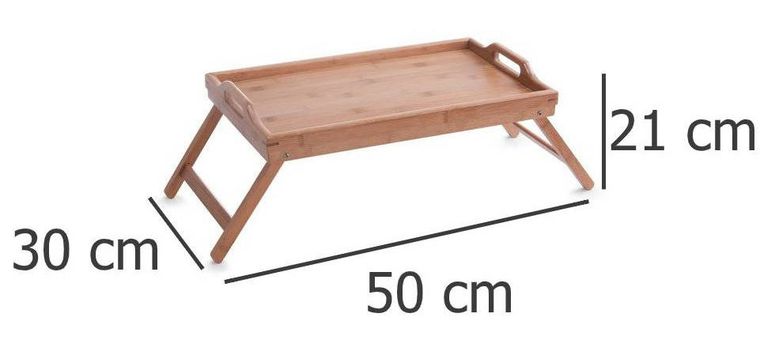 Zeller, stolik śniadaniowy, bambusowa taca z nóżkami, 50-30 cm