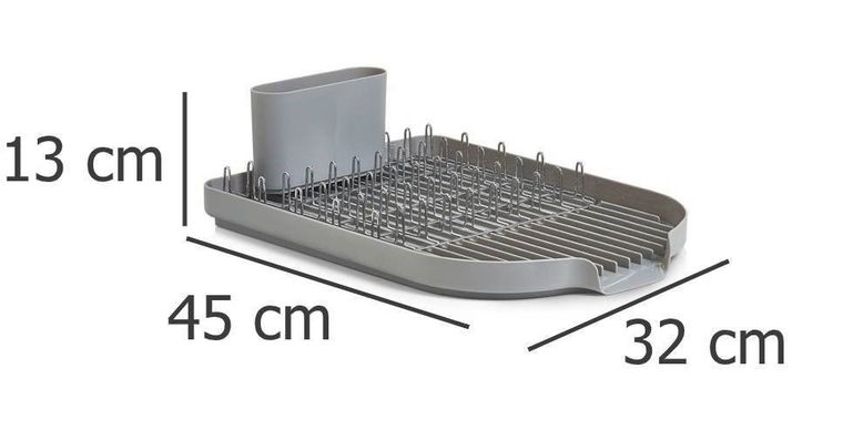 Zeller, suszarka do naczyń z pojemnikiem na sztućce, 2w1, szary
