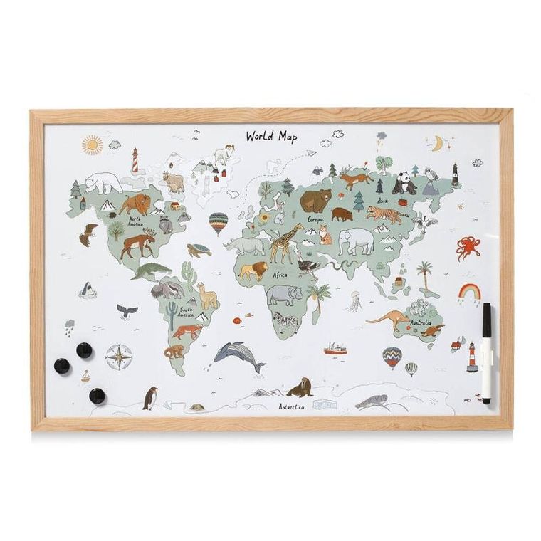 Zeller, tablica magnetyczna, mapa świata, 60-40 cm