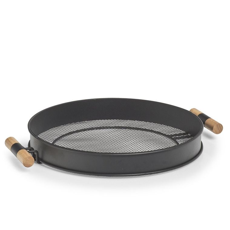 Zeller, taca metalowa z uchwytami, struktura siatki, Ø 48 cm, czarna