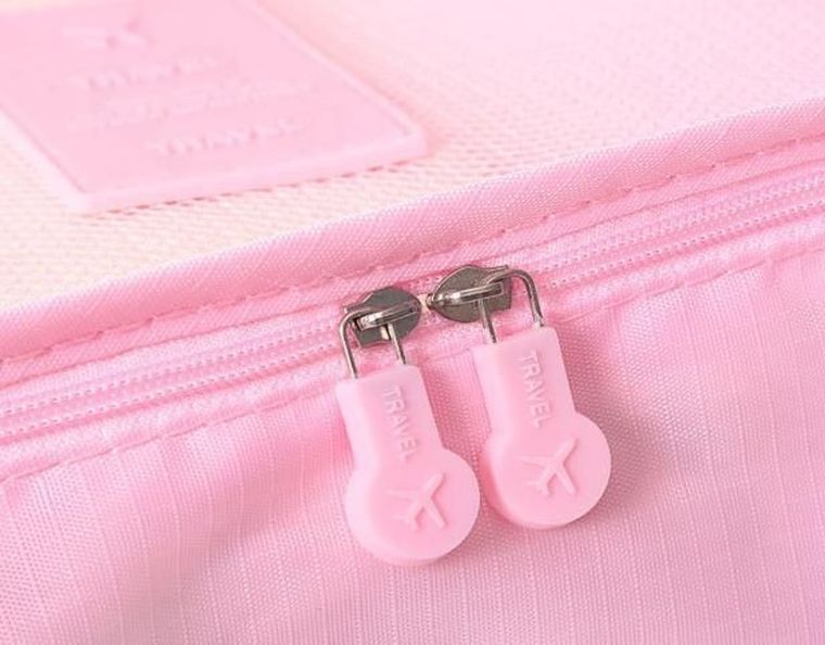 Zestaw organizerów podróżnych do walizki i szafy, jasnoróżowy, 6 szt.