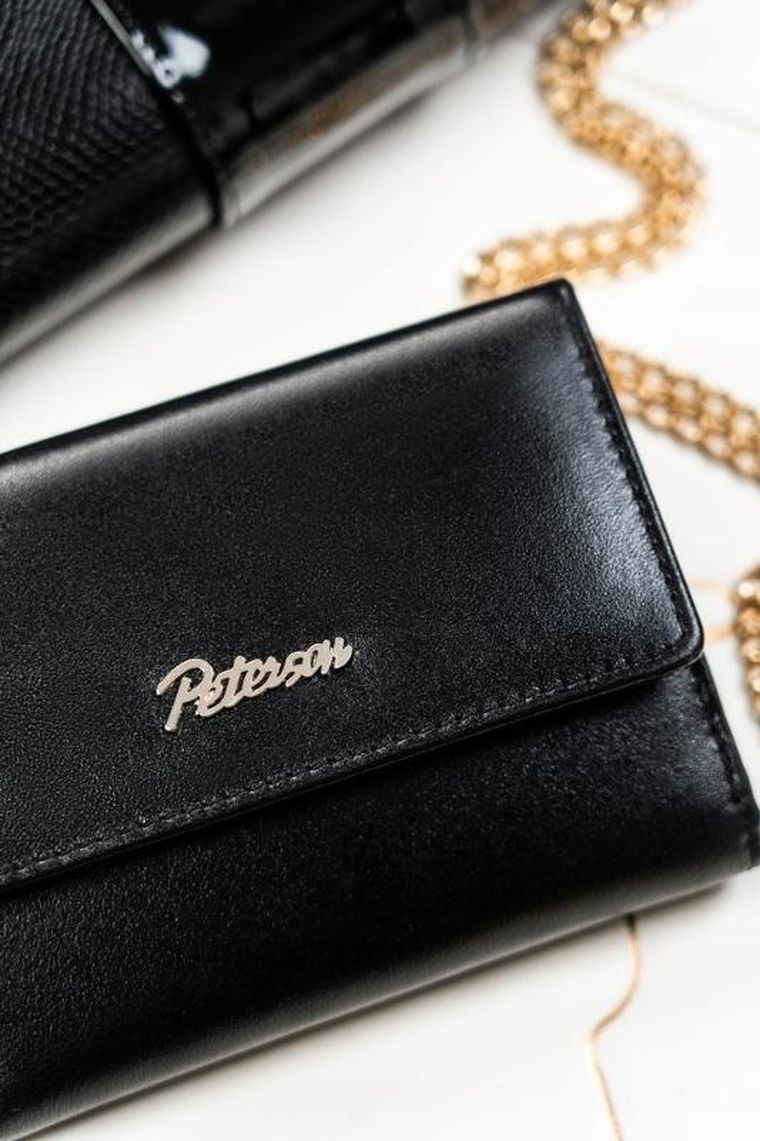 Zestaw: Portfel, Brelok, czarny, skórzany, RFID, Peterson