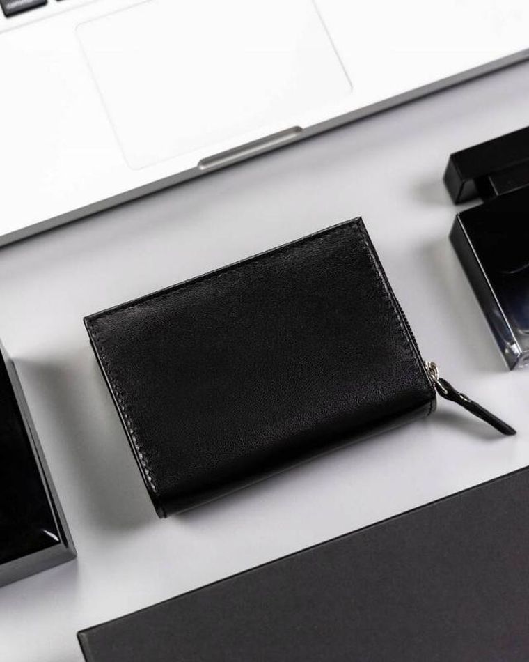 Zestaw: Portfel, Brelok, czarny, skórzany, Rovicky