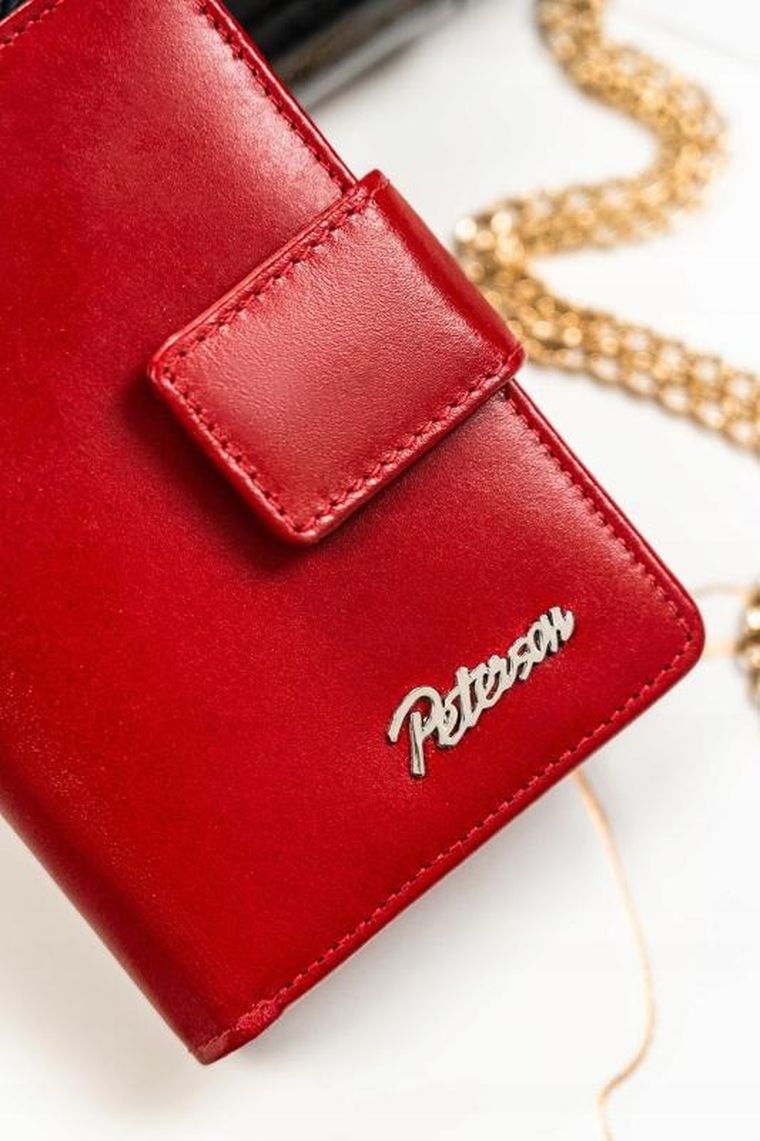 Zestaw: Portfel, Brelok, czerwony, skórzany, RFID, Peterson
