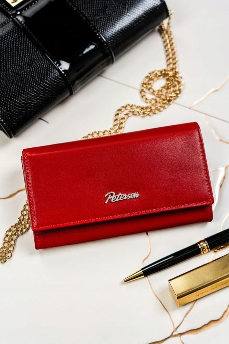 Zestaw: Portfel, Brelok, czerwony, skórzany, RFID, Peterson