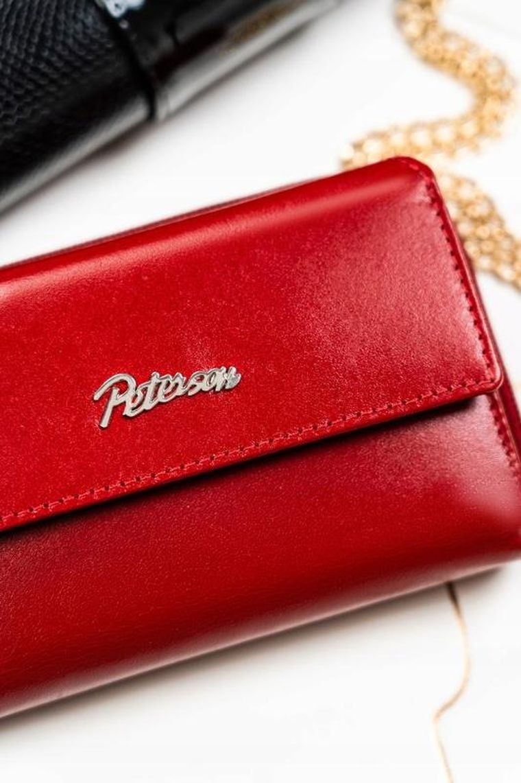 Zestaw: Portfel, Brelok, czerwony, skórzany, RFID, Peterson