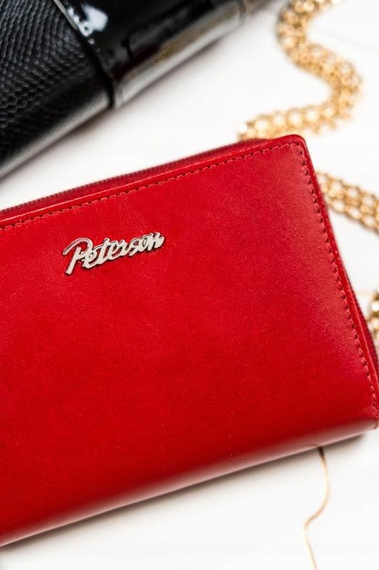 Zestaw: Portfel, Brelok, czerwony, skórzany, RFID, Peterson