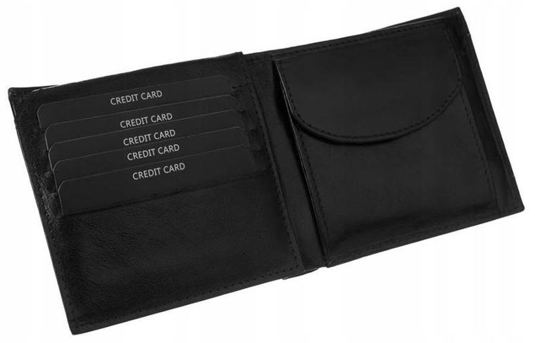 Zestaw: Portfel, Etui na karty, Brelok, czarny, skórzany, Cavaldi