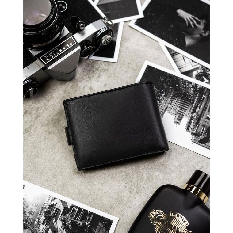 Zestaw prezentowy: Portfel, Brelok, czarny, skóra ekologiczna, Rovicky