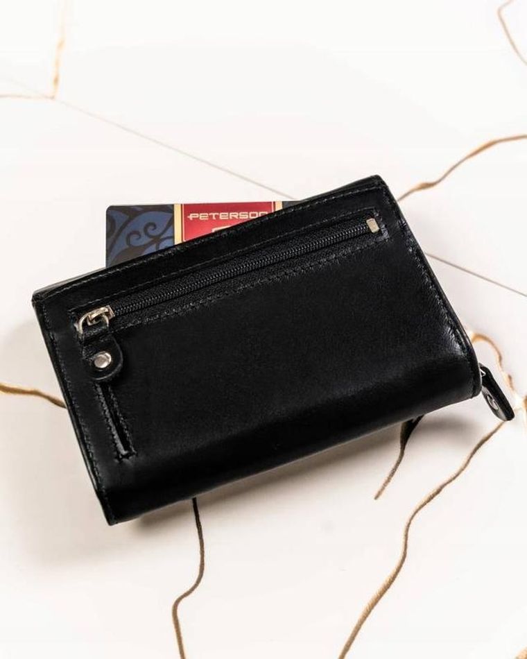 Zestaw prezentowy: Portfel, Brelok, czarny, skórzany, Peterson
