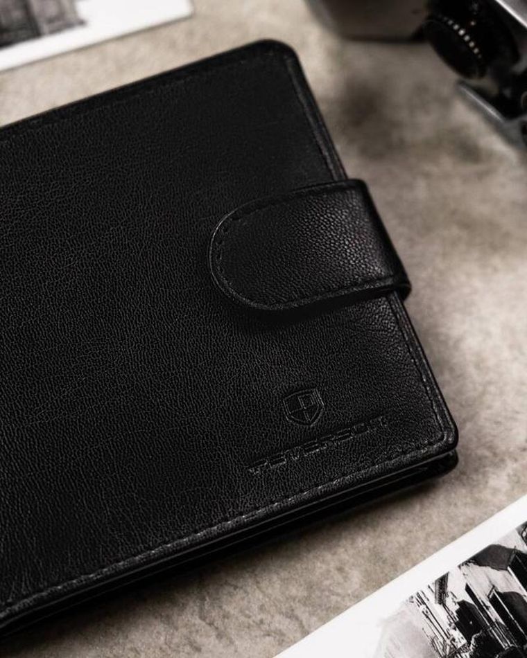 Zestaw prezentowy: Portfel, Brelok, czarny, skórzany, Peterson